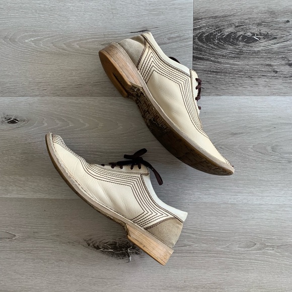 Genuine Leather Oxfords, Cream White, Size 6 - Picture 9 of 16